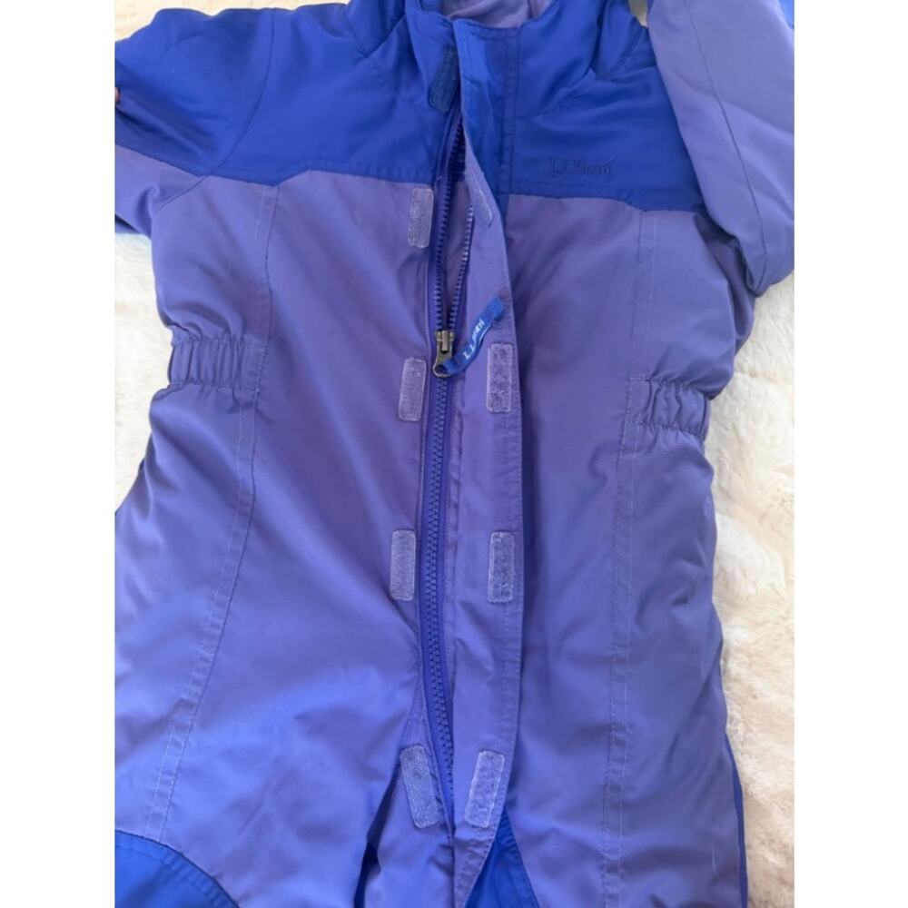 L.L.Bean Kids Hooded One-Piece Snowsuit Purple Blue 3T - Picture 4 of 9